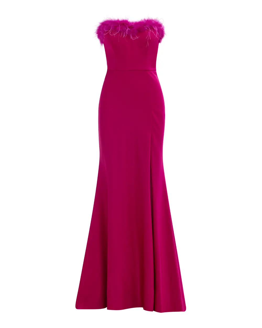 Strapless Feather Detailed Evening Dress