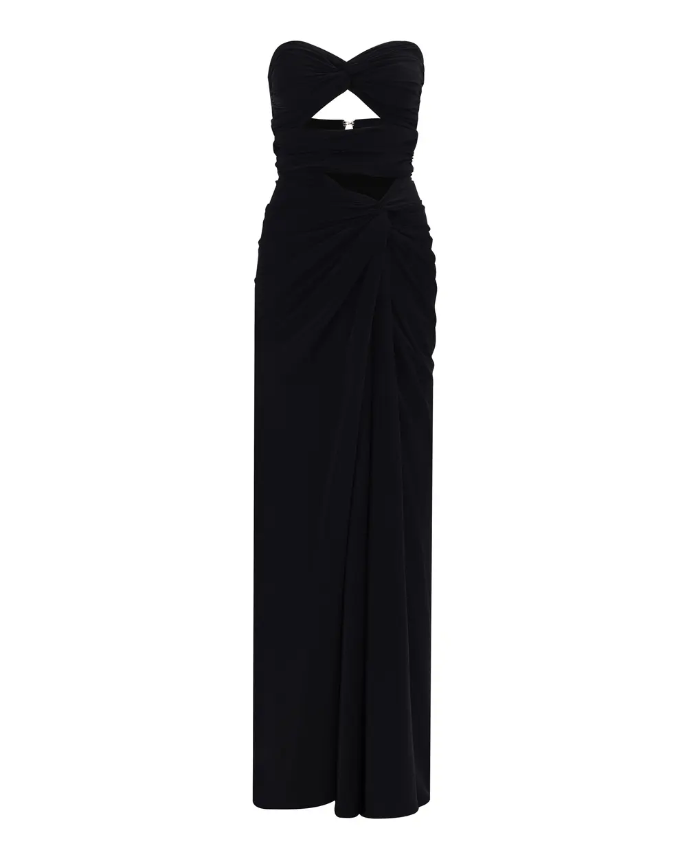 Strapless Evening Dress with Window Detail Shirred