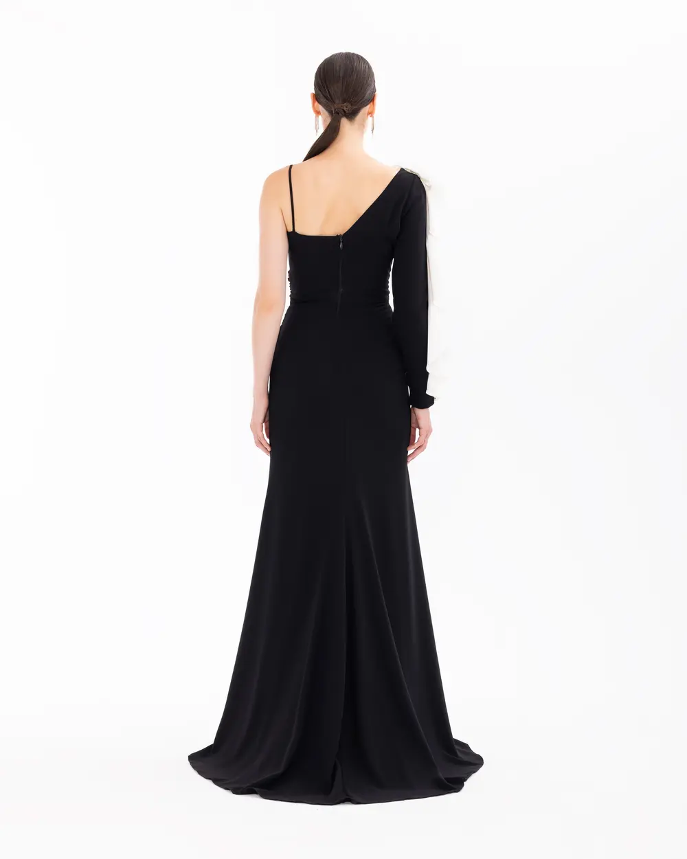 One Shoulder Evening Dress with Draped Accessories