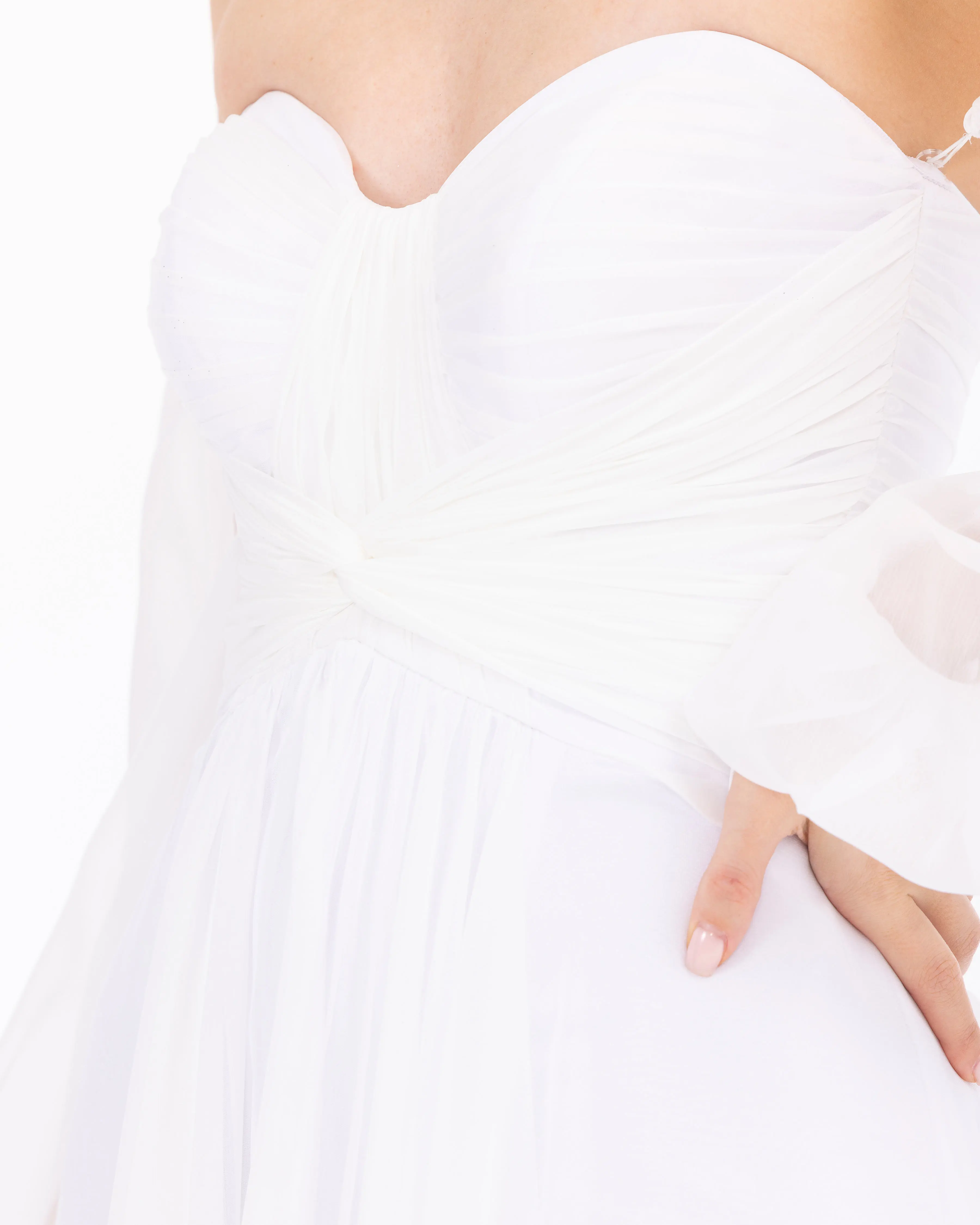 Kalp Yaka Çıkarılabilir Kollu Yırtmaçlı Abiye