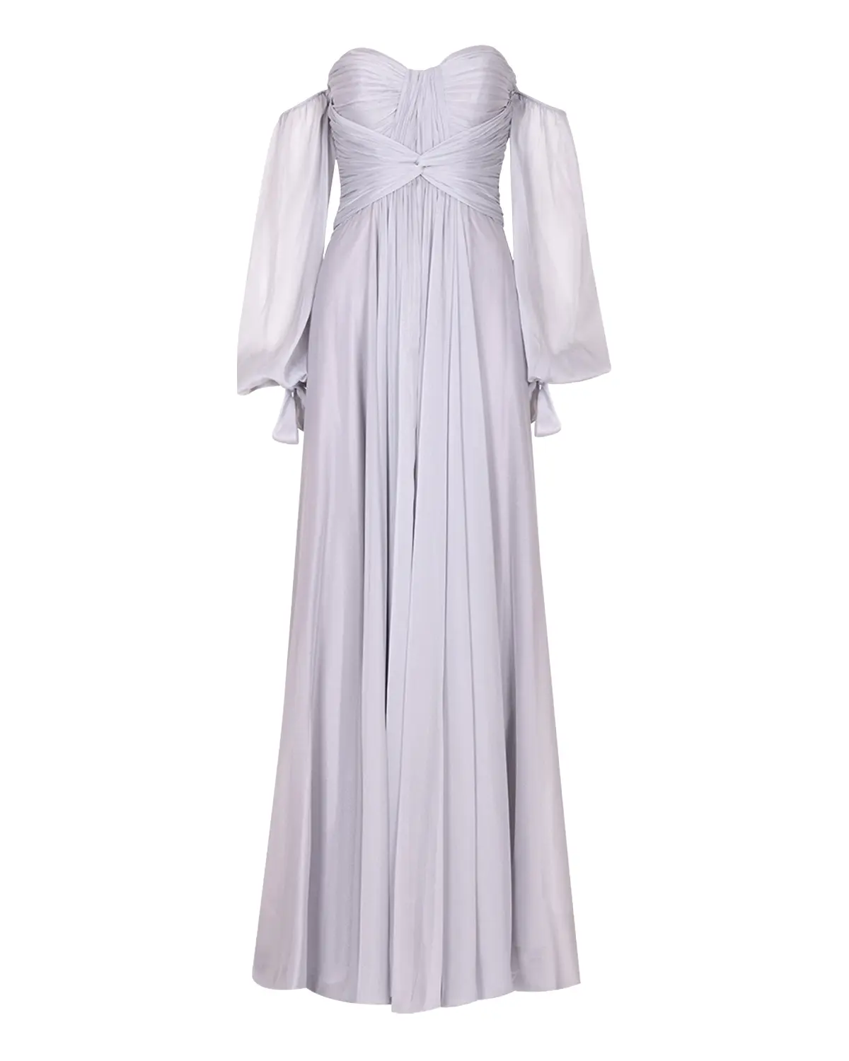 Kalp Yaka Çıkarılabilir Kollu Yırtmaçlı Abiye