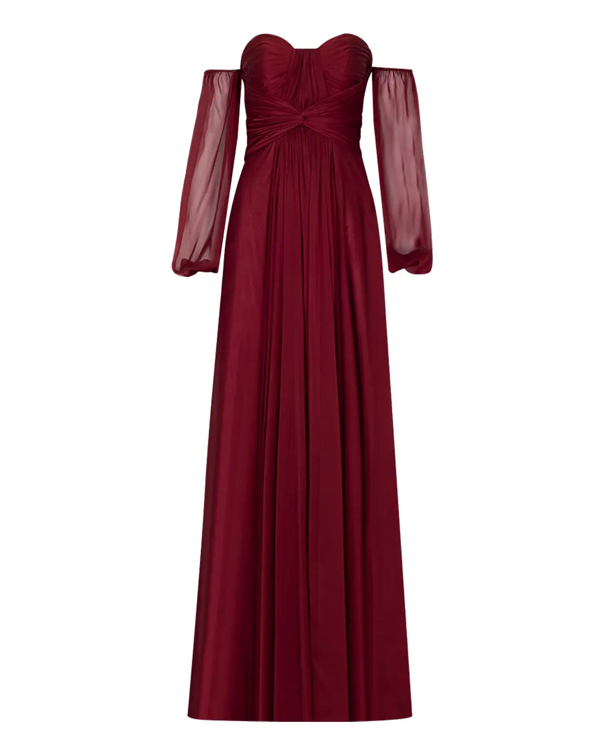 Kalp Yaka Çıkarılabilir Kollu Yırtmaçlı Abiye