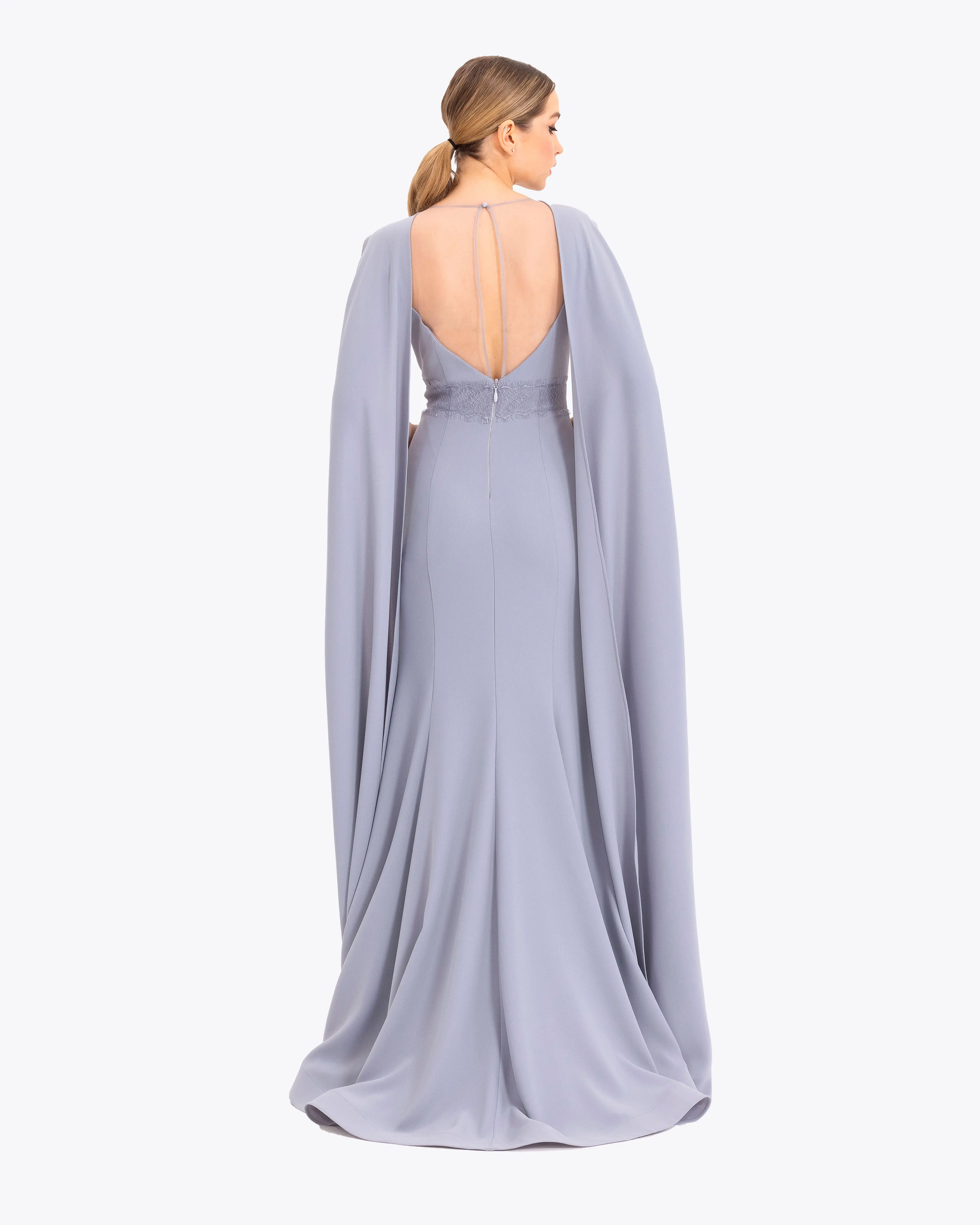 Crepe Fabric Evening Dress with Indian Accessories