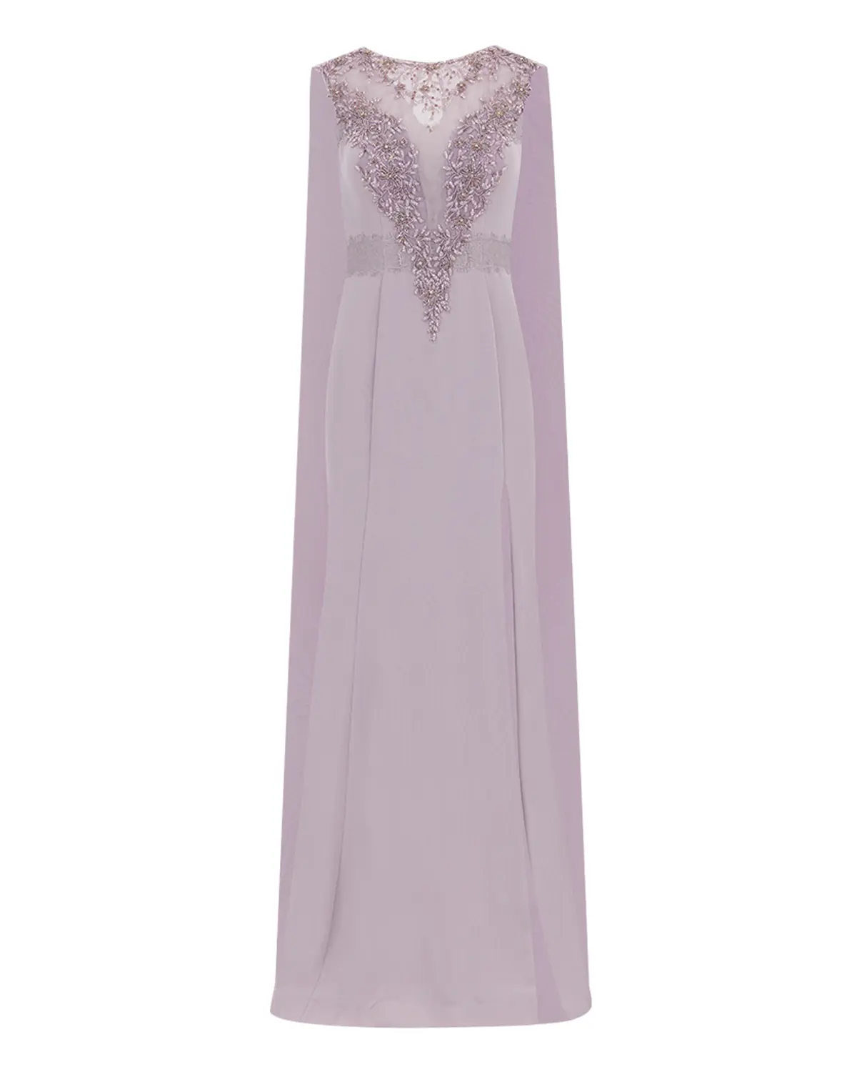 Crepe Fabric Evening Dress with Indian Accessories
