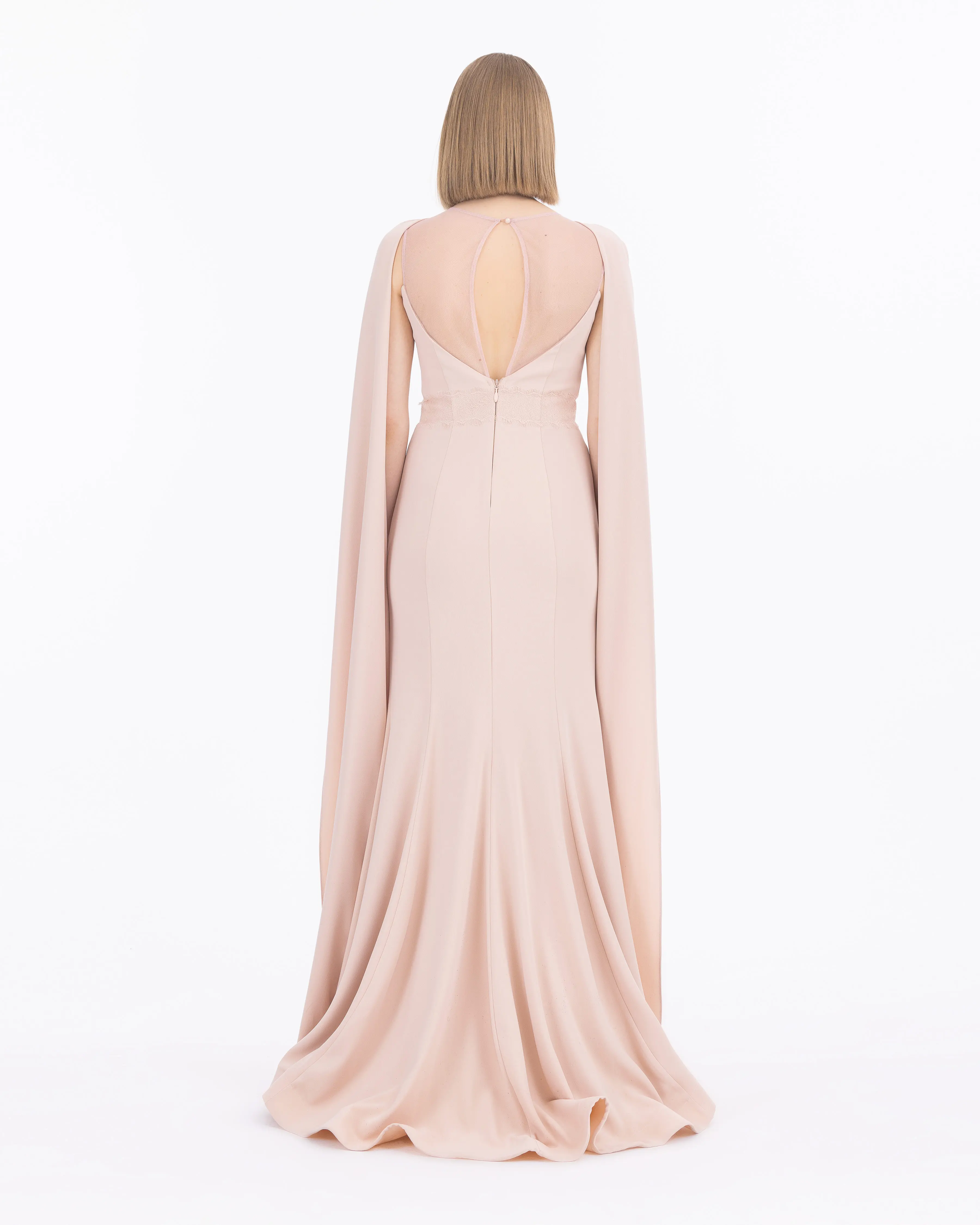 Crepe Fabric Evening Dress with Indian Accessories