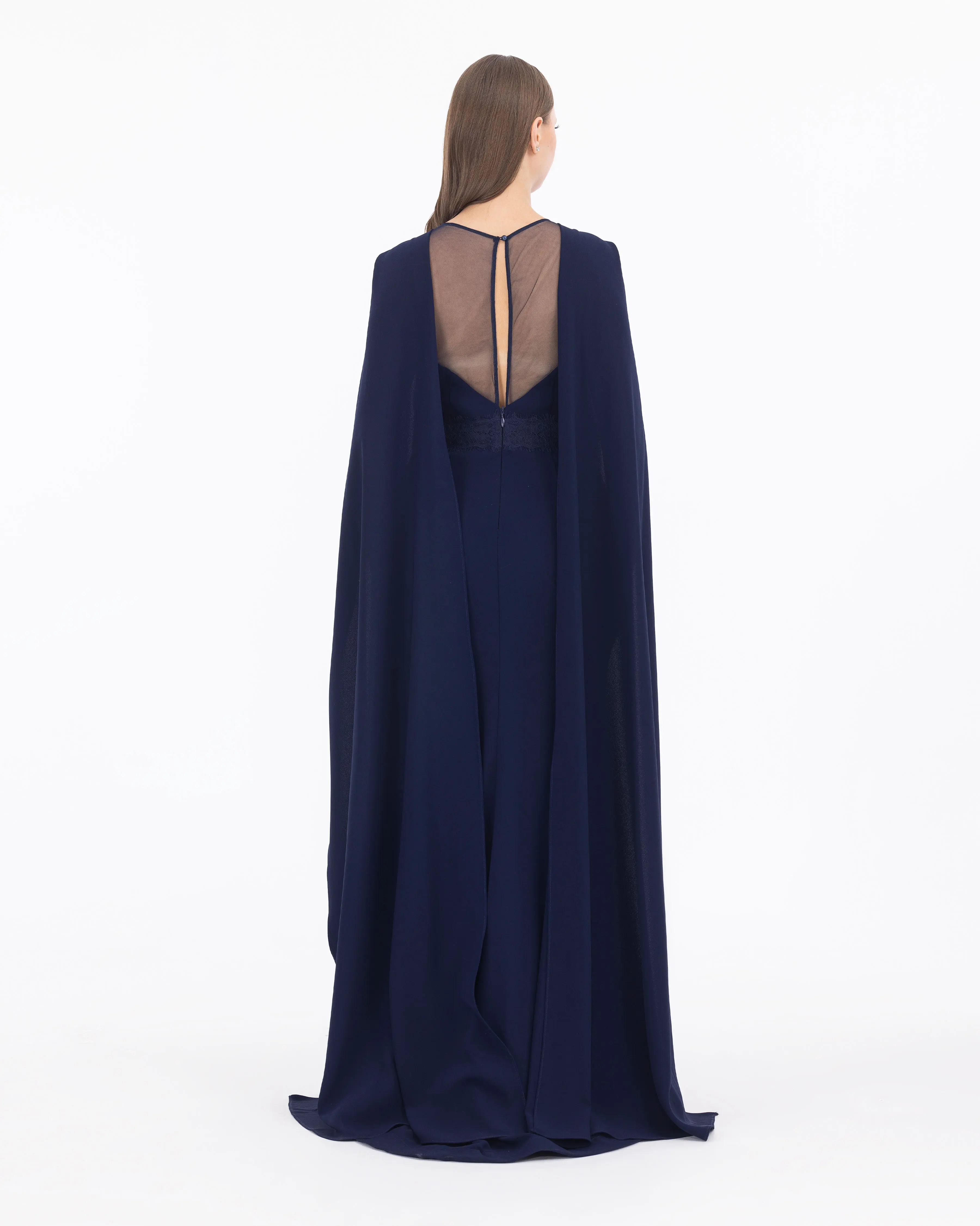 Crepe Fabric Evening Dress with Indian Accessories