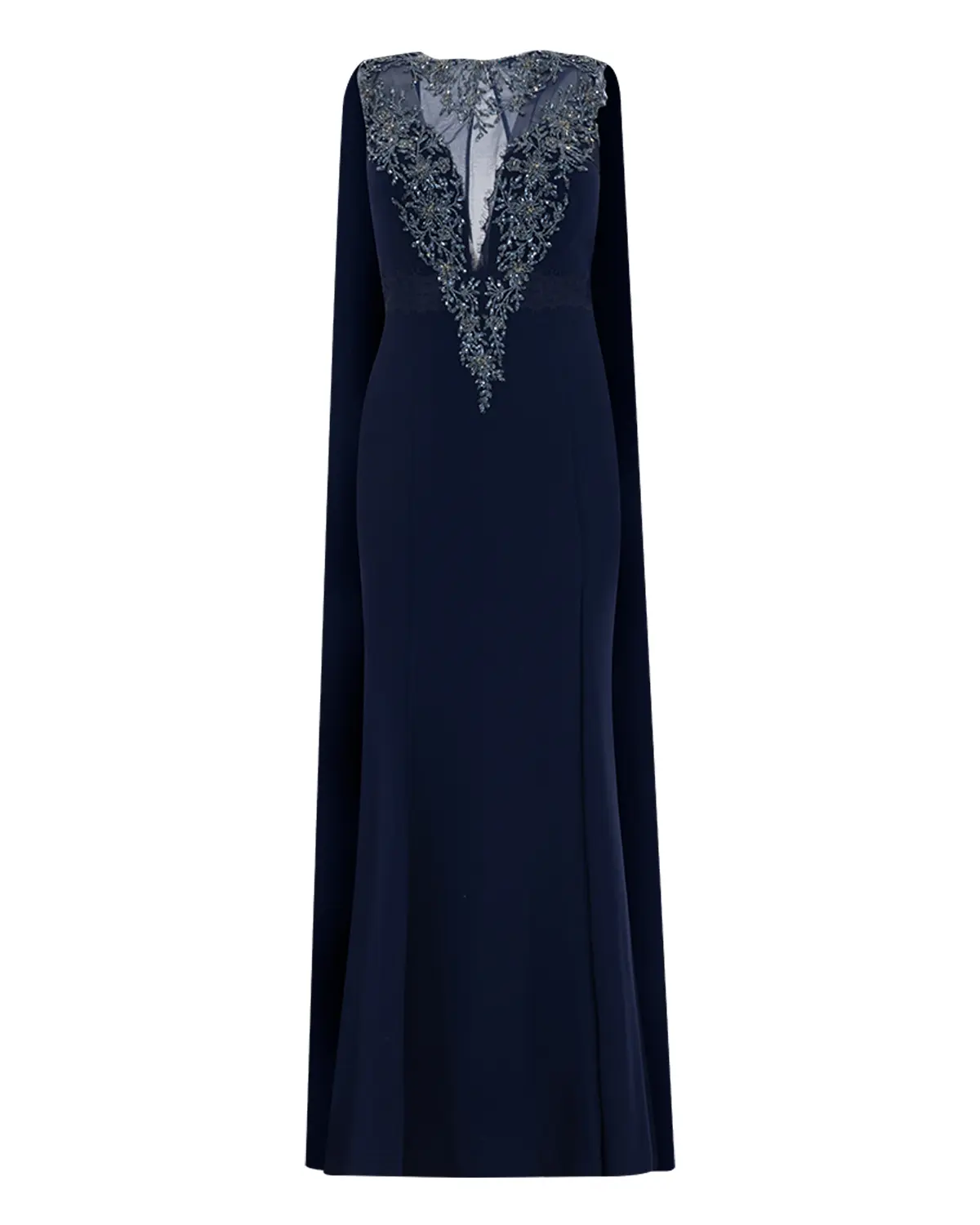 Crepe Fabric Evening Dress with Indian Accessories
