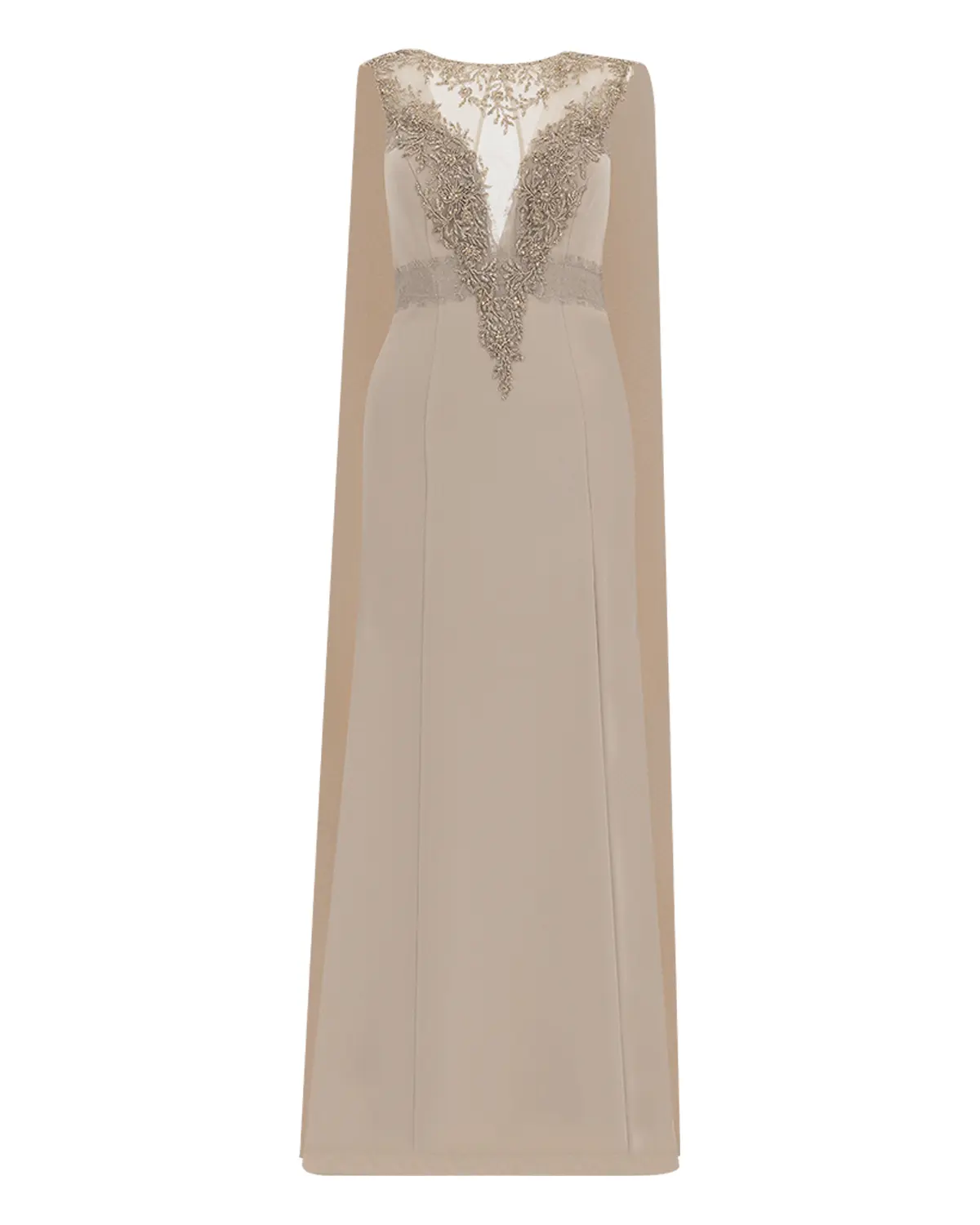 Crepe Fabric Evening Dress with Indian Accessories