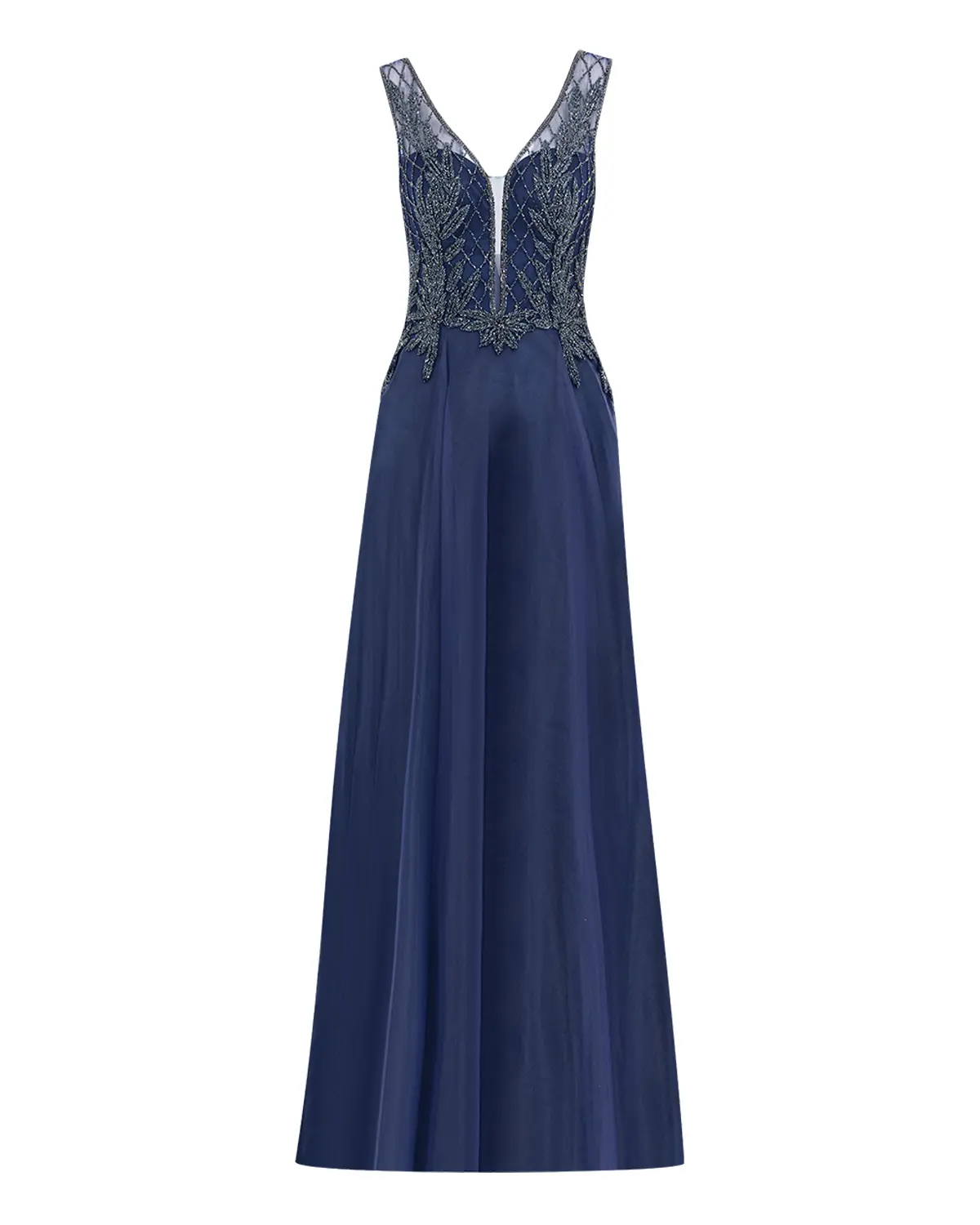 Organza Fabric A Form Evening Dress with Indian Accessories