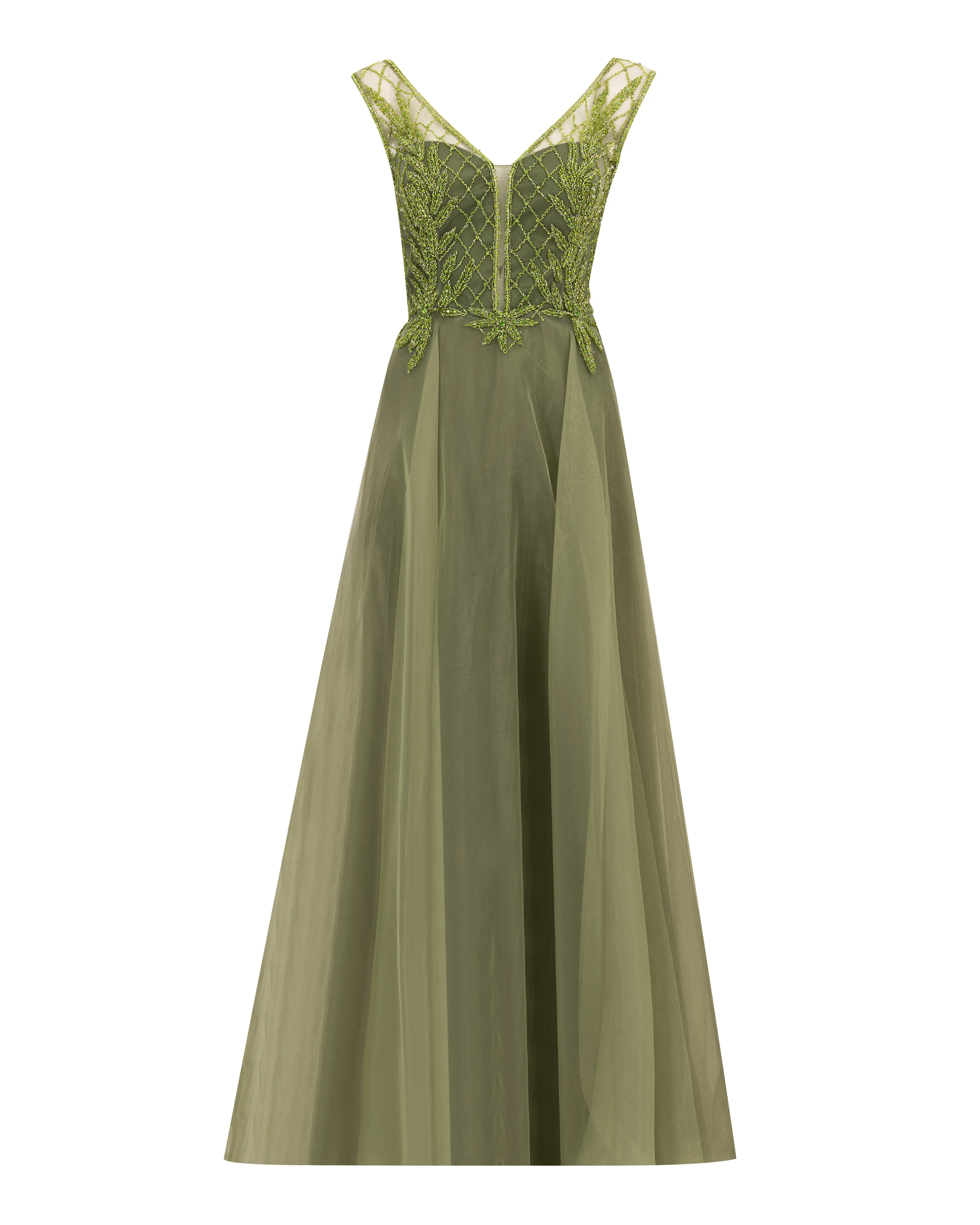 Organza Fabric A Form Evening Dress with Indian Accessories