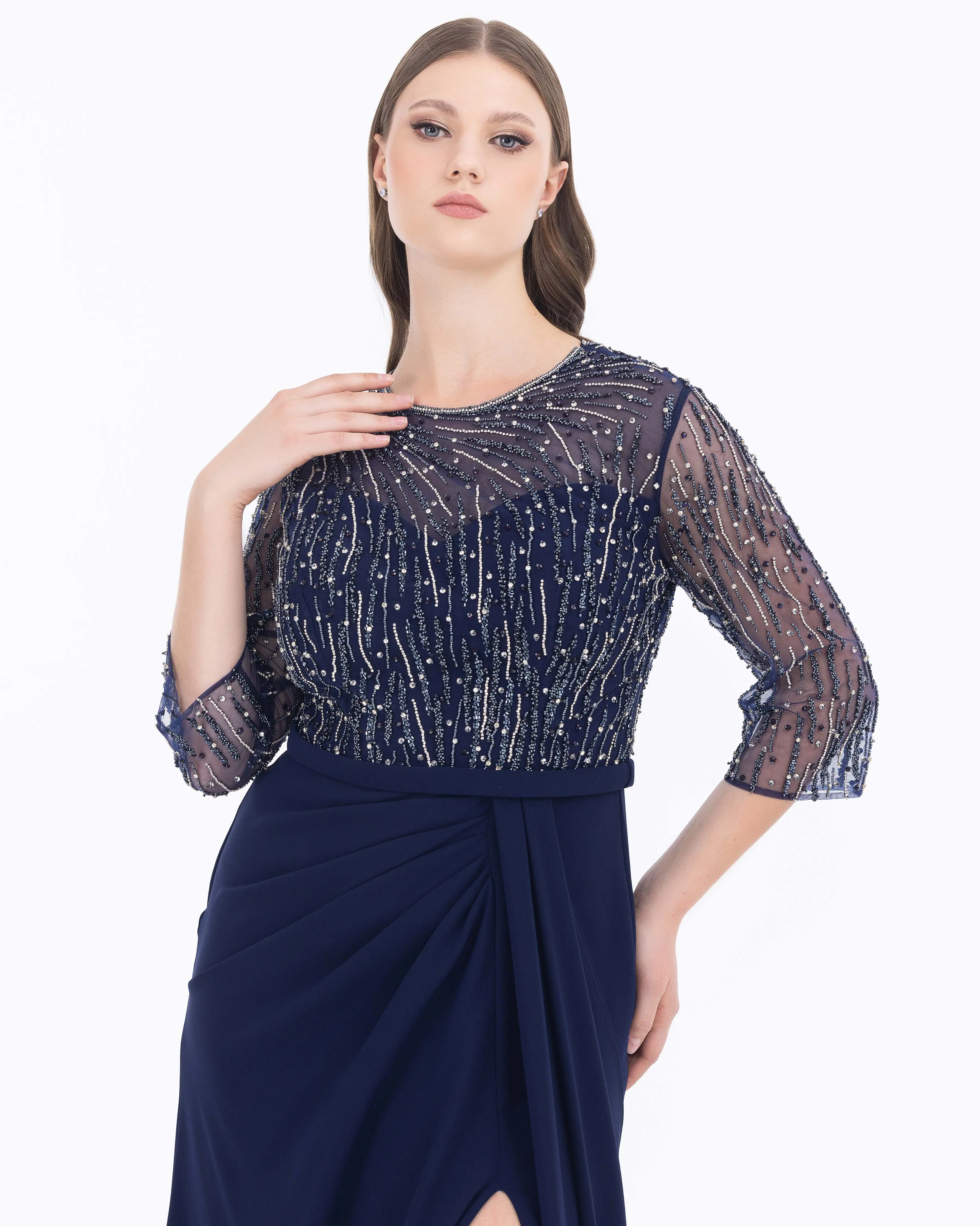 Plus Size Truvakar Sleeve Lace Evening Dresses