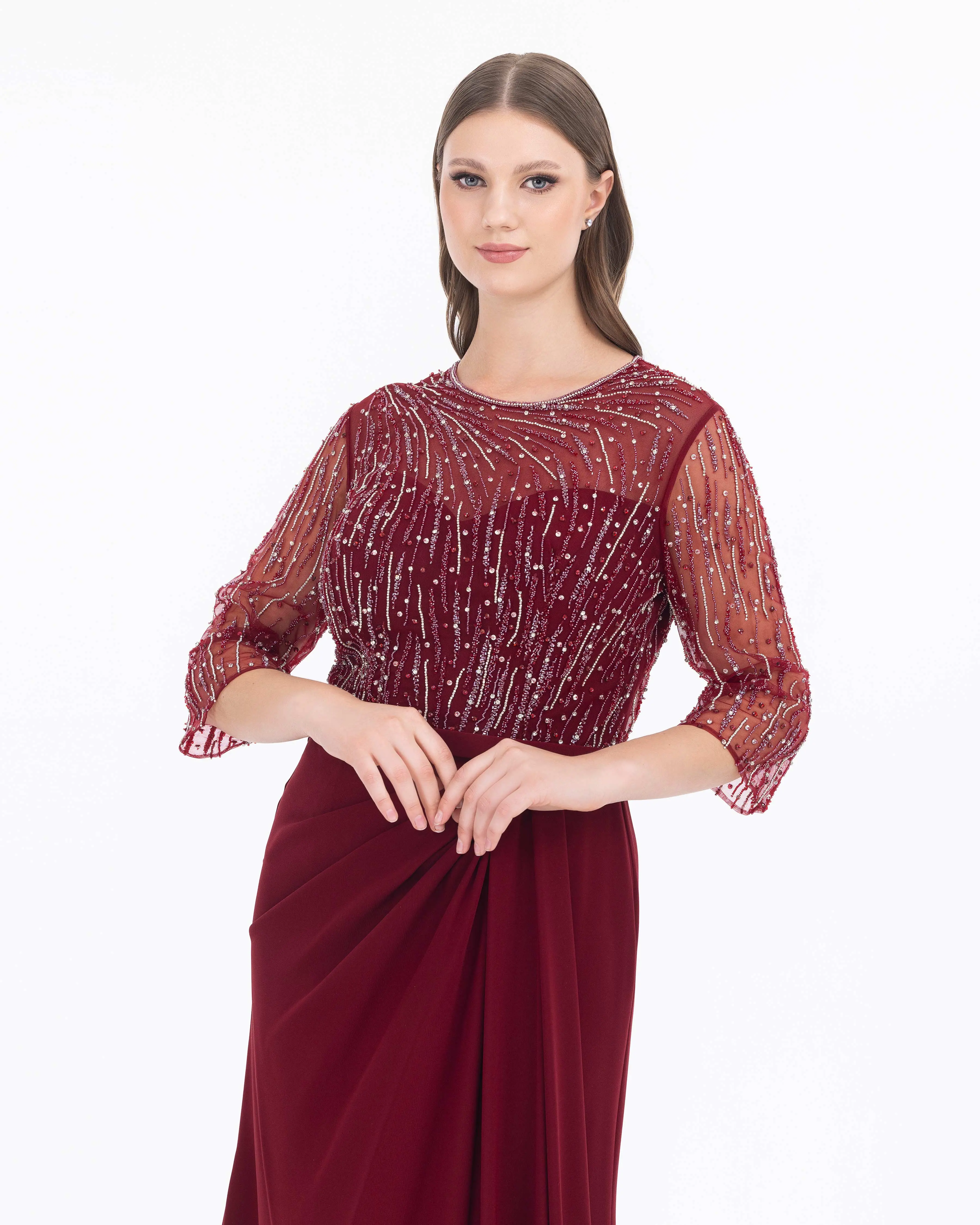 Plus Size Truvakar Sleeve Lace Evening Dresses