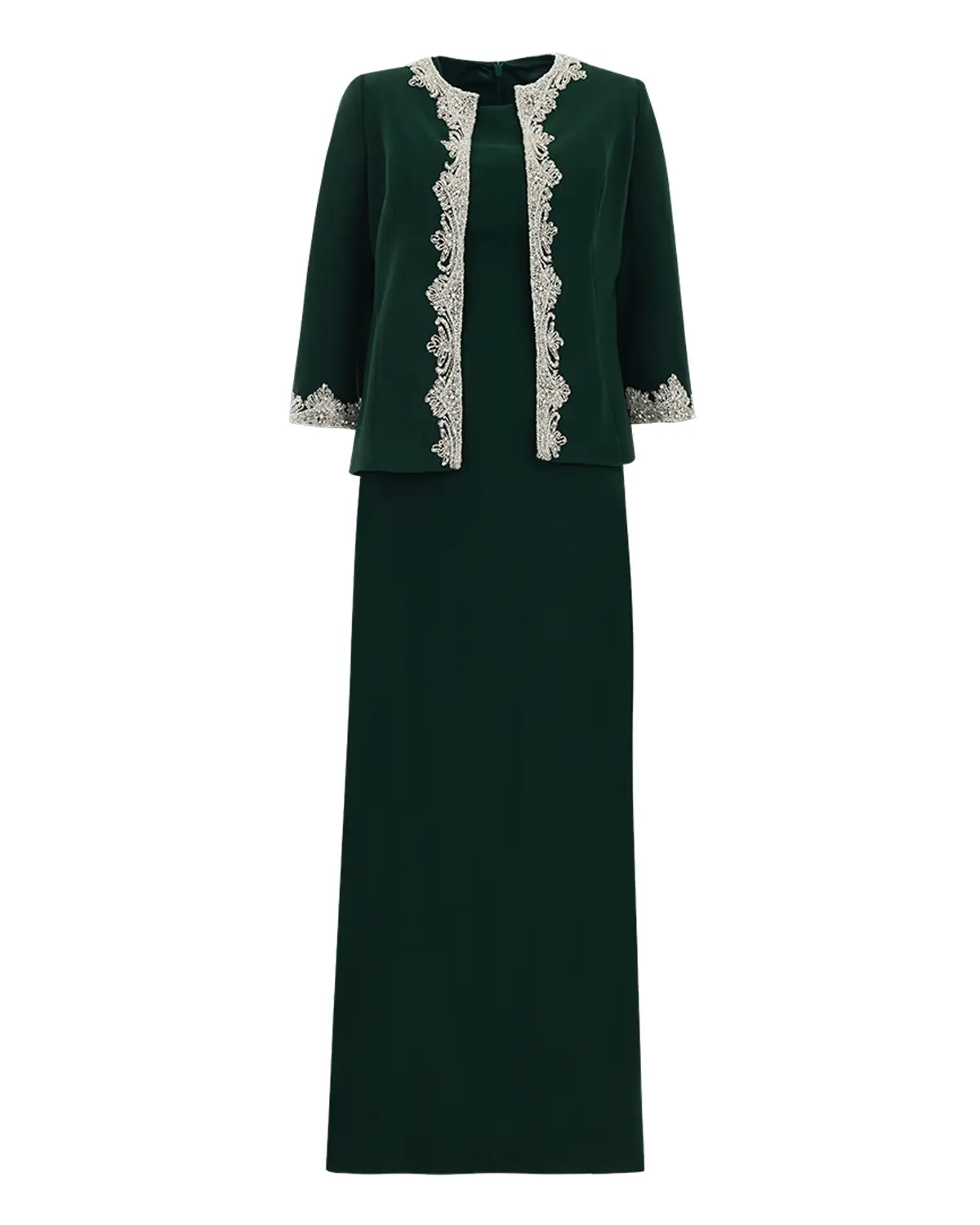 Crepe Fabric Two Piece Evening Dress with Indian Accessories