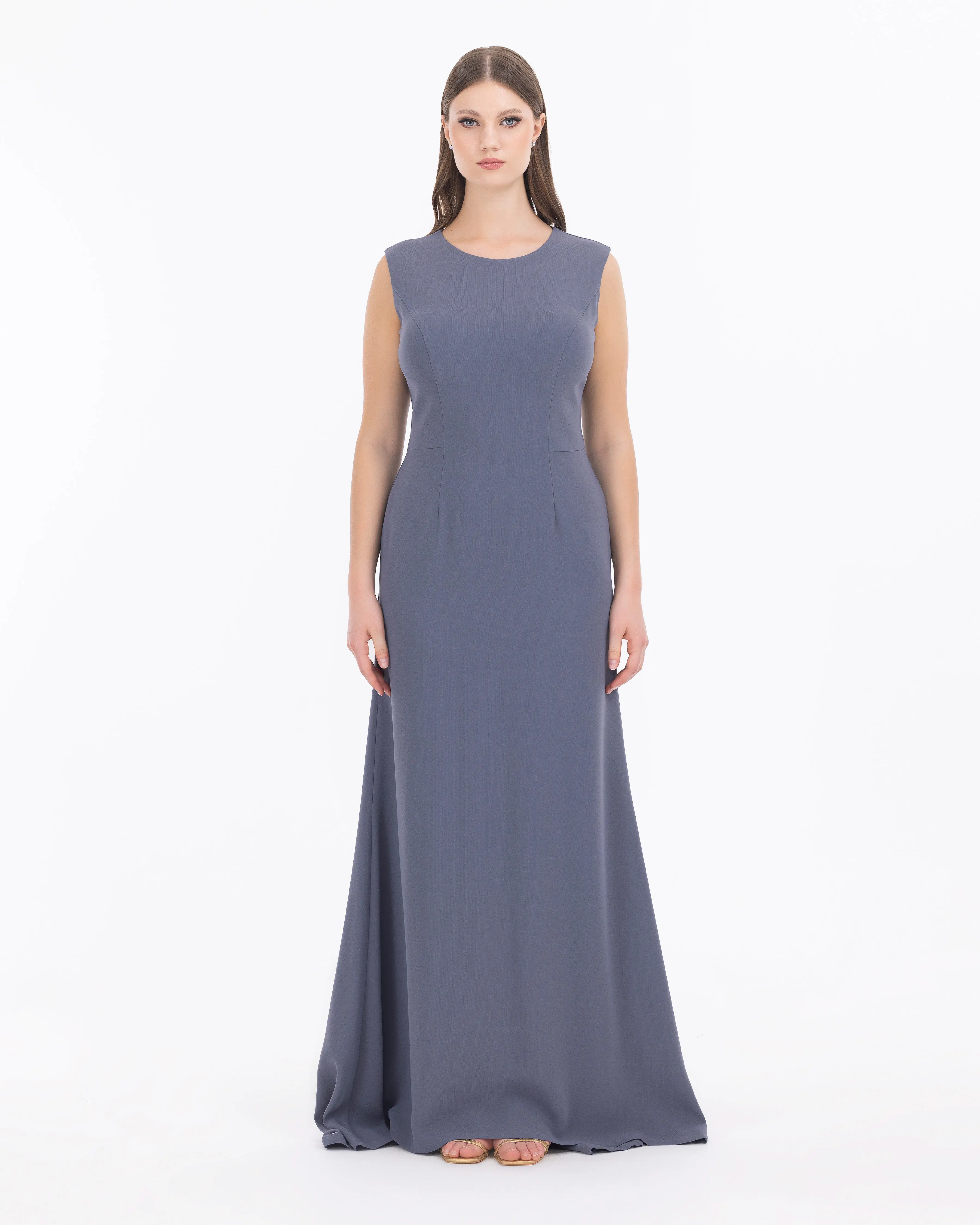 Crepe Fabric Two Piece Evening Dress with Indian Accessories