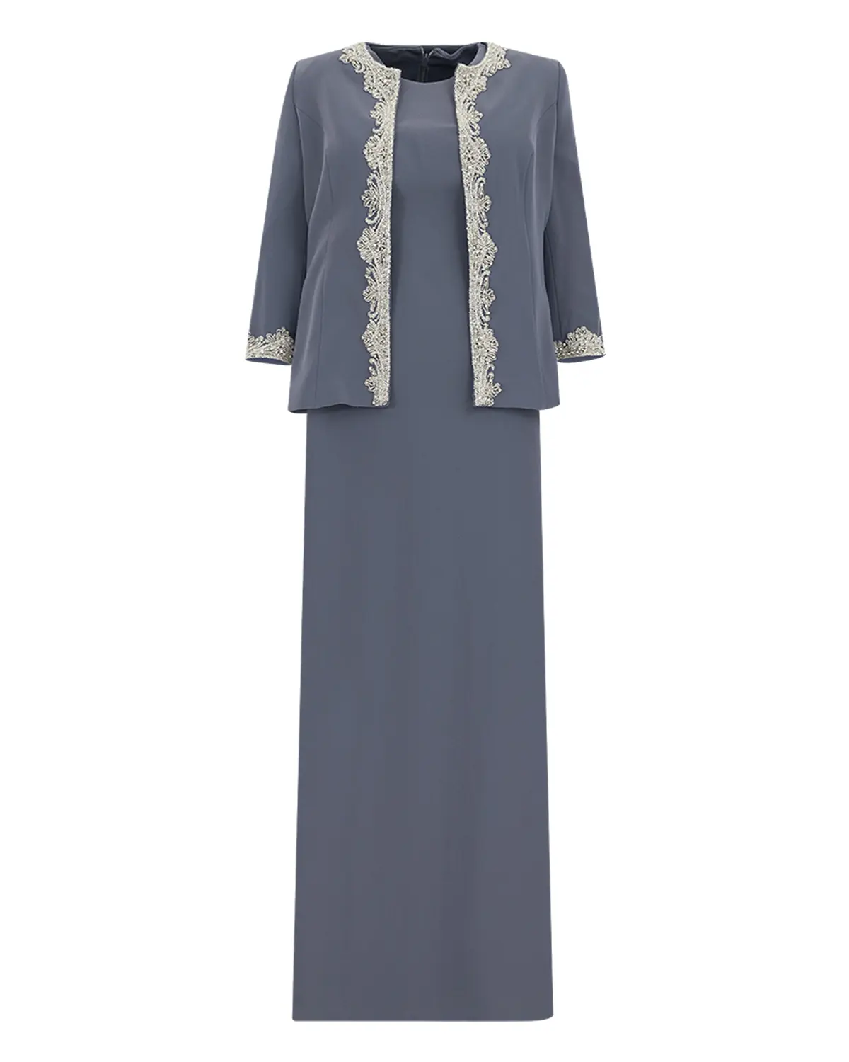 Crepe Fabric Two Piece Evening Dress with Indian Accessories