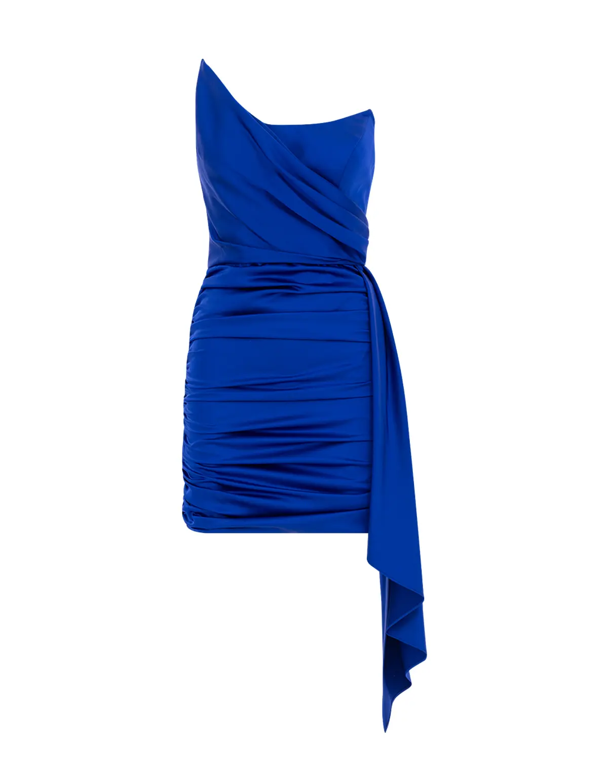 Swallow Neck Draped Satin Woven Evening Dresses