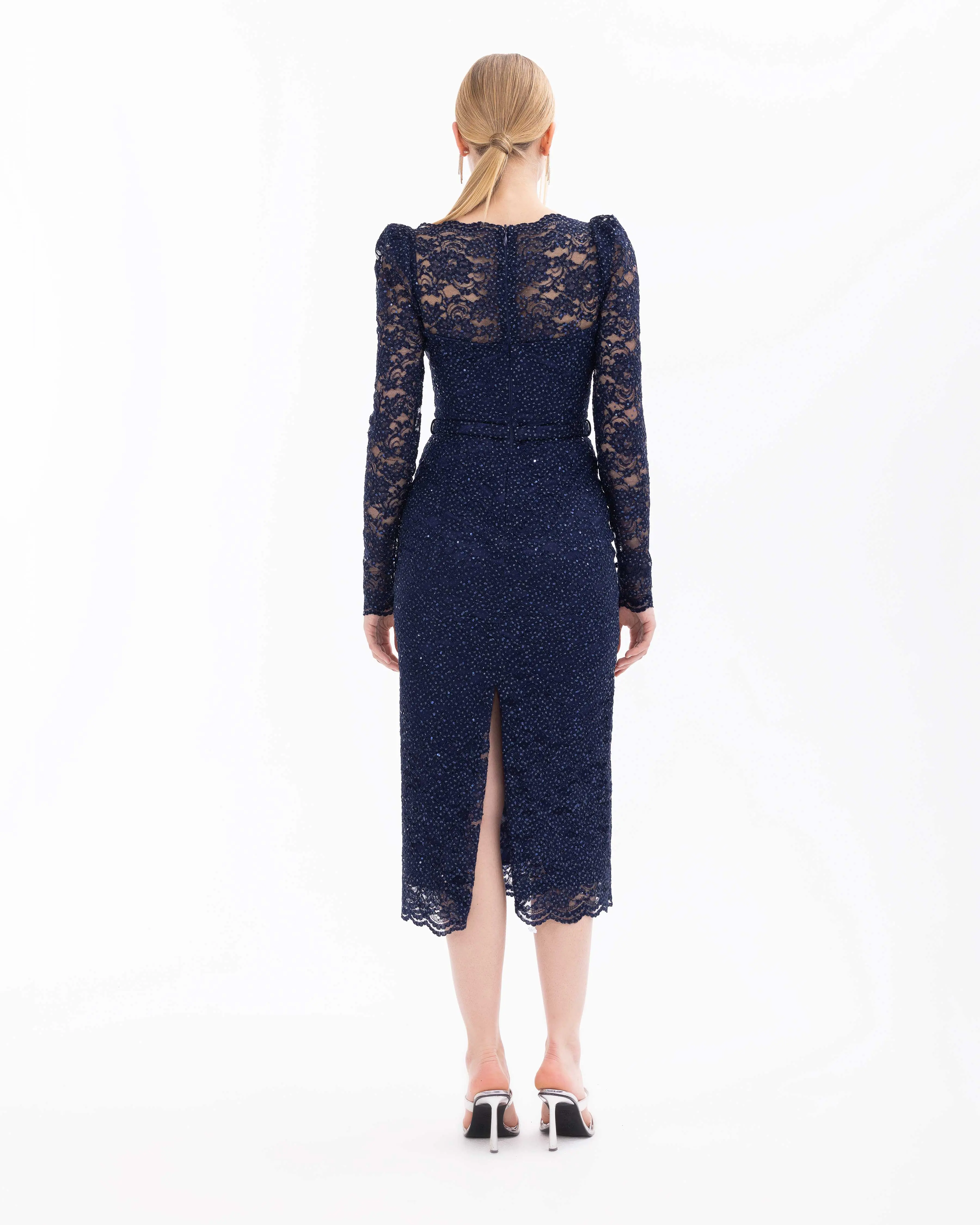 Narrow Form Sequin Lace Evening Dress