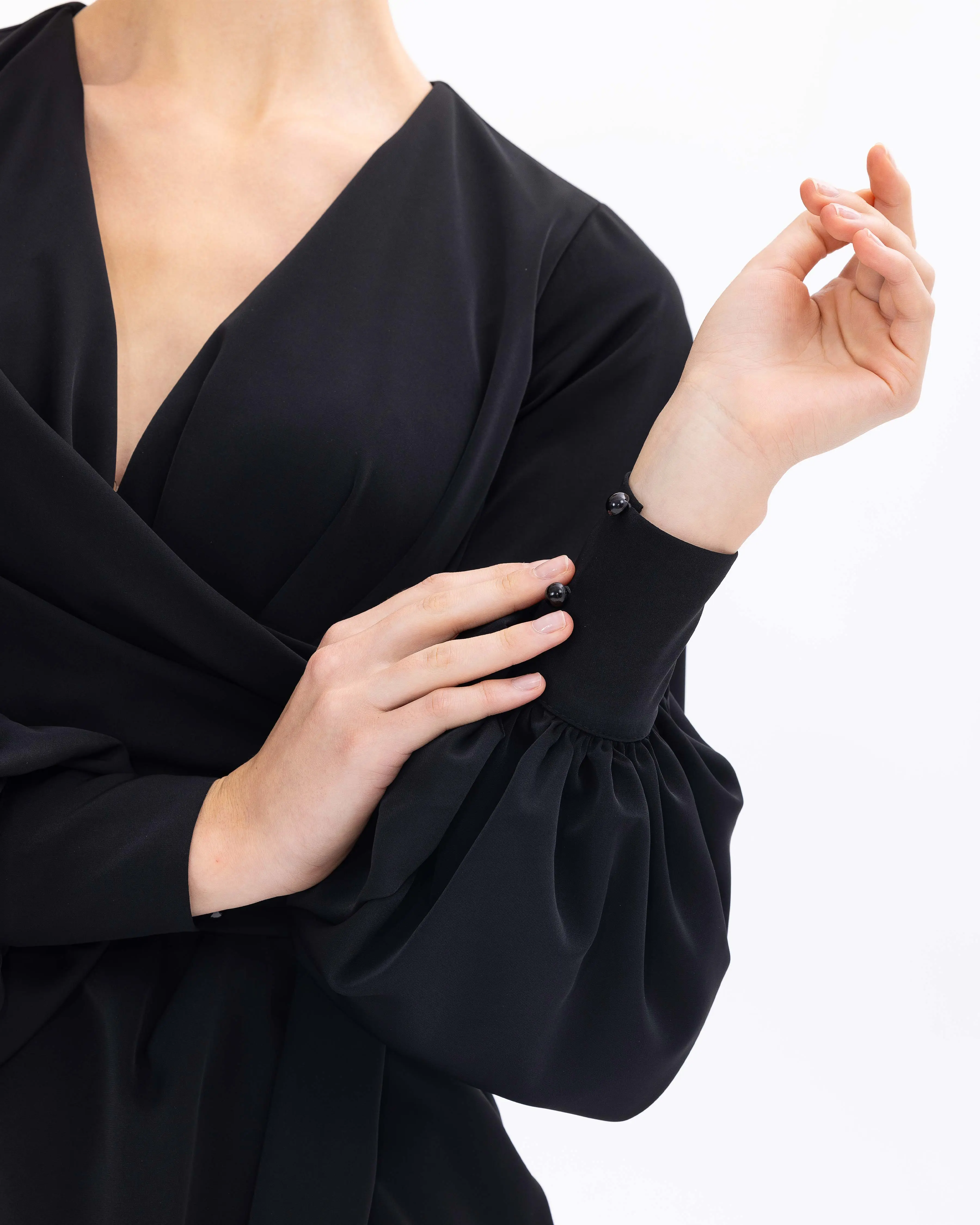 Draped Double-breasted Collar Midi Length Evening Dress